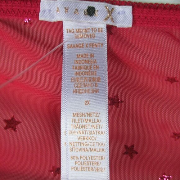 Savage X Fenty Gift Me More Sleep Top Sheer Red Violet 2X - Picture 9 of 9